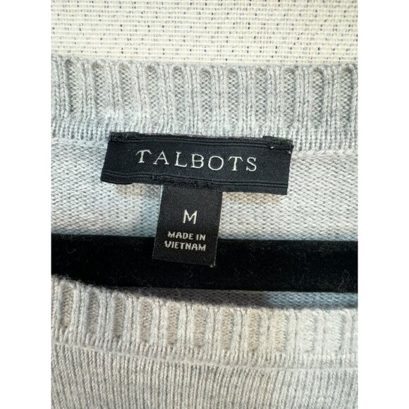 Talbots Womens Striped Button-Detail Sweater Medium Gray Pink Blue - Picture 2 of 12